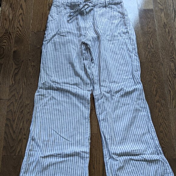 Striped cotton/linen pants, size M - Picture 2 of 2